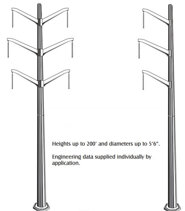 линия распределения высокого напряжения 132KV Transmisison общего назначения Poles металла 30M Ploygonal 1