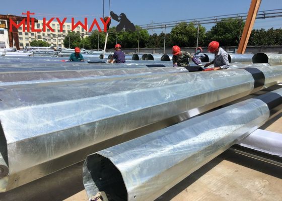 80FT 90FT 138KV оцинкованные стальные силовые полюса для распределения электроэнергии поставщик