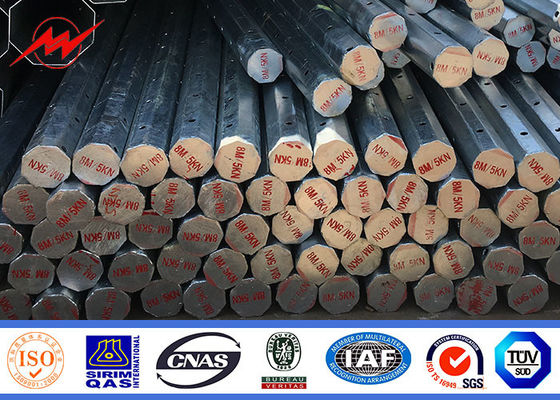 7-12M Электрический электрический стальной столб 10м Q235 с горячим оцинкованным для передачи